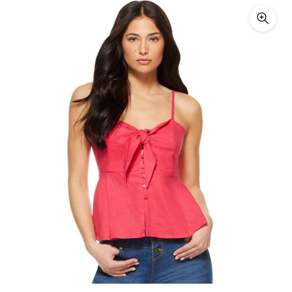 Knot Front Peplum top in Azalea